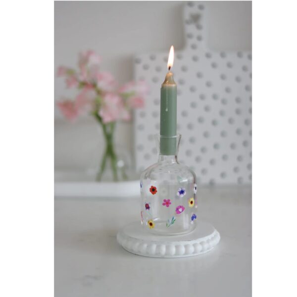Glass Candle Holder - Colourful Floral