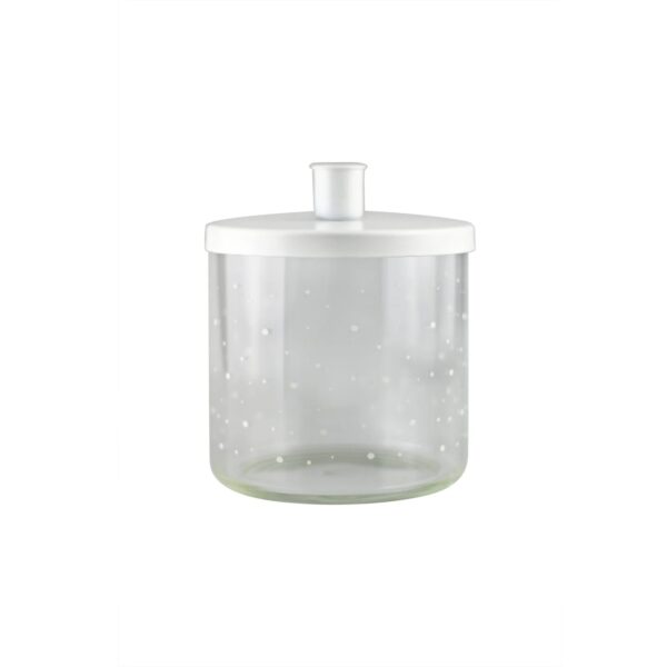 Large Glass Candle Holder - White/Polka
